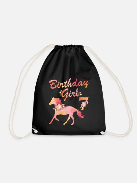 Pferdeliebhaber 7. Geburtstag Für Mädchen Lieben - Turnbeutel - Schwarz