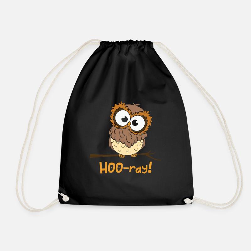 Hoo-ray Owl Funny Animal Puns - Turnbeutel - Schwarz