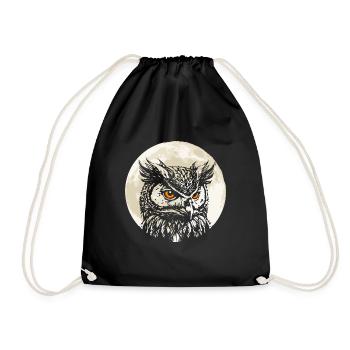 Owl Forest Night Wildlife Birds Nature - Drawstring Bag - black - Front