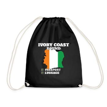 Ivory Coast Bound Country Travel Ivorian Flag - Drawstring Bag - black - Front