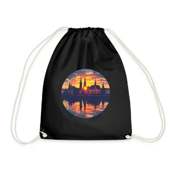 Freiburg Skyline - Drawstring Bag - black - Front