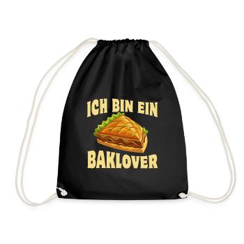 Ich bin ein Baklover, Baklava, Süßspeise, Spruch - Turnbeutel - Schwarz - Vorne