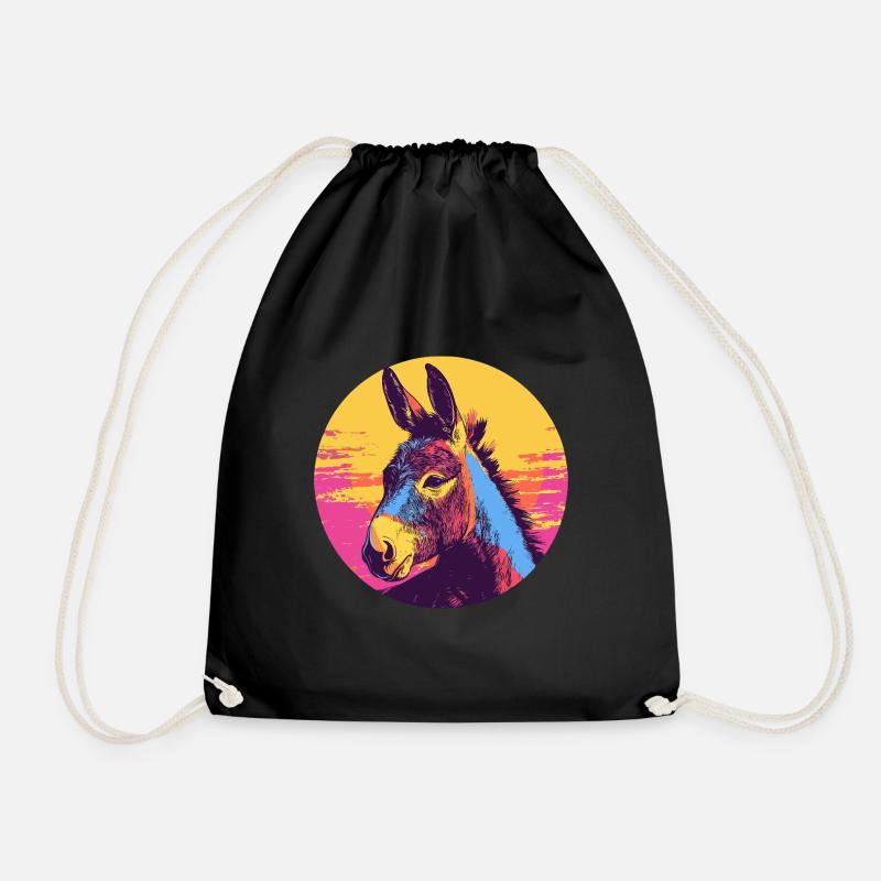 Pop Art Donkey - Drawstring Bag - black
