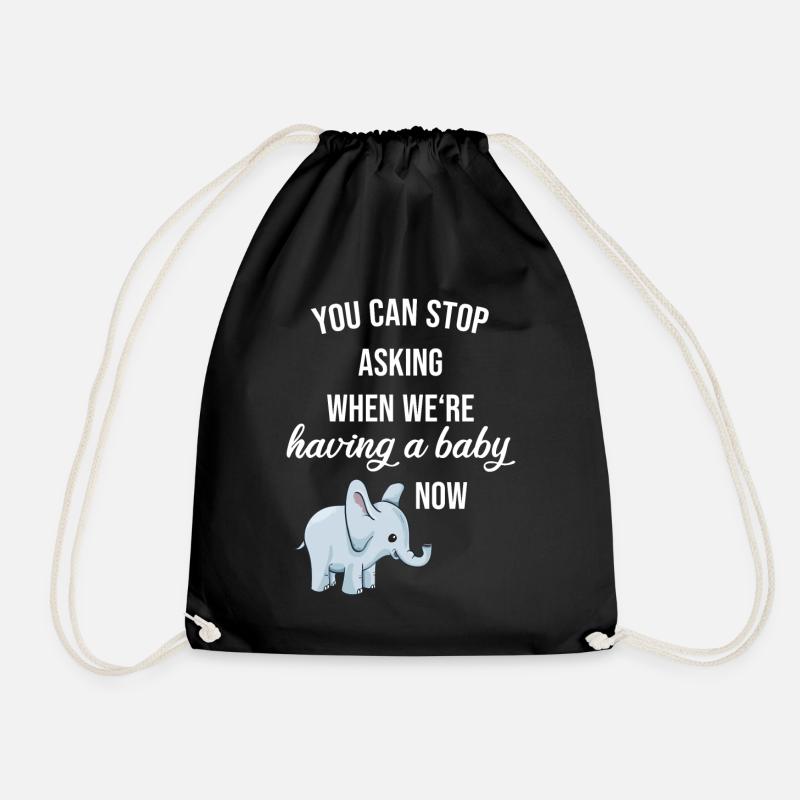 Pregnancy baby gift - Drawstring Bag - black