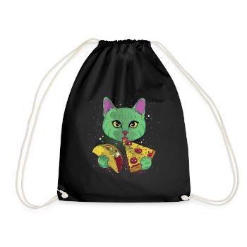lustige Katze Kitty Pizza - Turnbeutel - Schwarz - Vorne