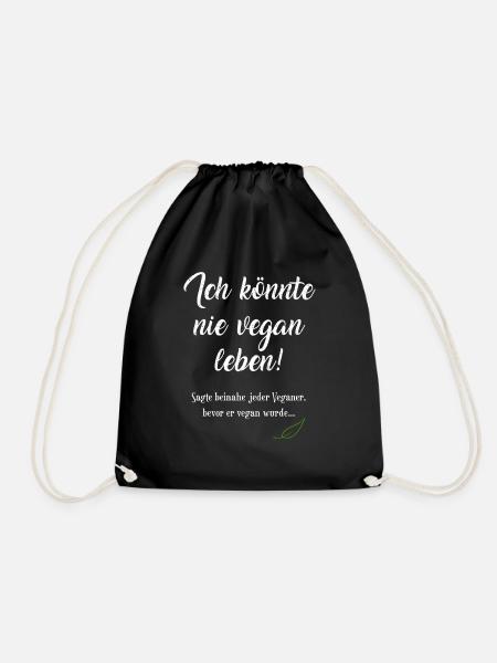 Veganerin & Veganer; coole Tierrechtler-Klamotten - Turnbeutel - Schwarz