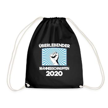 Überlebender Männerschnupfen 2020 Lustig Scherz - Turnbeutel - Schwarz - Vorne
