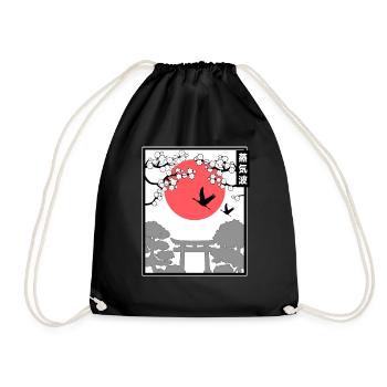 Japanisch Japan Art Style Japanische Sonne Kunst - Turnbeutel - Schwarz - Vorne
