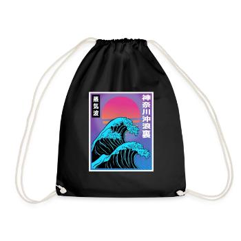 Vaporwave Aesthetic Big Wave Japan Style Art - Turnbeutel - Schwarz - Vorne