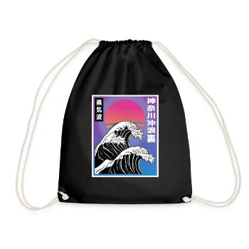 Vaporwave Synthwave Retro Big Wave Japan Style Art - Sac de sport léger - noir - Devant