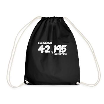 Jogger Running Jogging Runner Marathon 42,195km - Drawstring Bag - black - Front