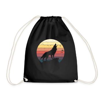 Loup hurlant sur cadeau de montagne - Sac de sport léger - noir - Devant