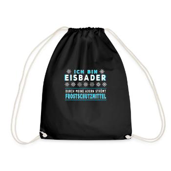 Eisbader Eisbaden Eis schwimmer Kältebad Geschenk - Turnbeutel - Schwarz - Vorne