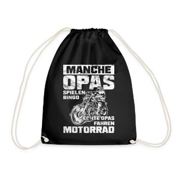 Opa Motorrad Geschenk - Biker Bingo ältere Motorra - Turnbeutel - Schwarz - Vorne