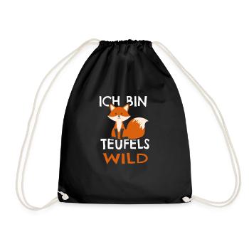 Fuchs teufels wild Füchs lustiger Spruch - Turnbeutel - Schwarz - Vorne