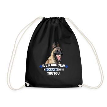 Malinois à la maison le boss c est le toutou - Sac de sport léger - noir - Devant