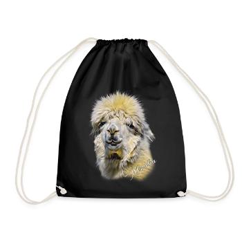 Alpaca - Alpaca Head - Drawstring Bag - black - Front