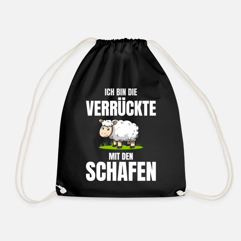 Ich Bin Die Verrückte Mit Den Schafen Schäferin - Turnbeutel - Schwarz
