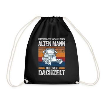 Dachzelt Camping Autozelt Abenteuer Dachzelten - Turnbeutel - Schwarz - Vorne