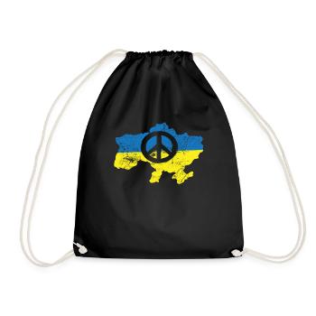 Signe de paix devant le drapeau ukrainien - Sac de sport léger - noir - Devant