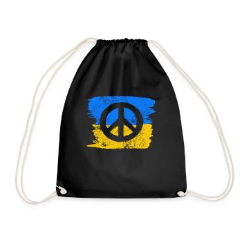 Signe de paix devant le drapeau ukrainien - Sac de sport léger - noir - Devant