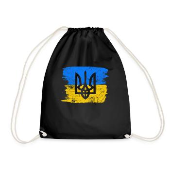 Guerre d’Ukraine - Trident devant le drapeau ukrainien - Sac de sport léger - noir - Devant