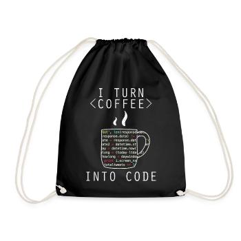 I Turn Coffee Into Code Programmer Encoder - Drawstring Bag - black - Front