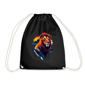 Abstract illustration of lion - Drawstring Bag - black - Front
