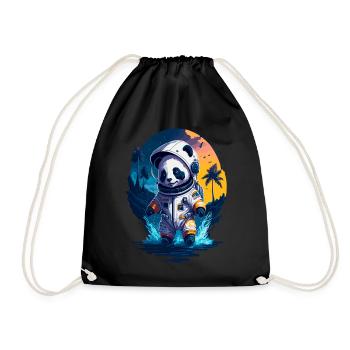 Niedlicher Panda-Astronaut - Turnbeutel - Schwarz - Vorne