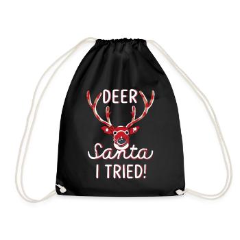 Rudolf das Rentier - Deer Santa I tried - Geschenk - Turnbeutel - Schwarz - Vorne