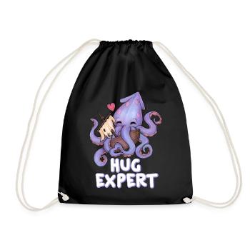 Hug Expert Octopus Lustiger Knuddel Krake Herz - Turnbeutel - Schwarz - Vorne
