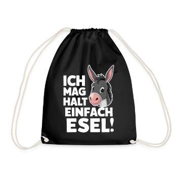 Esel Eselchen Maultier Muli - Turnbeutel - Schwarz - Vorne