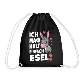 Esel Eselchen Maultier Muli - Turnbeutel - Schwarz - Vorne
