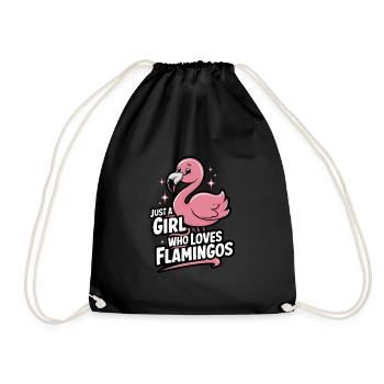 Flamingo Tier Rosa - Turnbeutel - Schwarz - Vorne