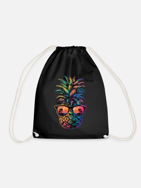 Ananas tropische hawaiianische Frucht - Turnbeutel - Schwarz