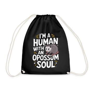 Opossum Possum Animal - Drawstring Bag - black - Front