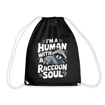 Raccoon - Drawstring Bag - black - Front