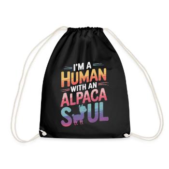 Alpaka Llama - Turnbeutel - Schwarz - Vorne