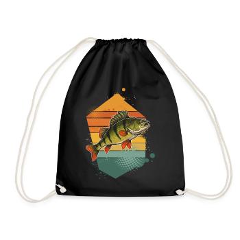 Perch Fishing Predatory Fish - Drawstring Bag - black - Front