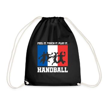 Handball Frankreich France WM Geschenk - Turnbeutel - Schwarz - Vorne