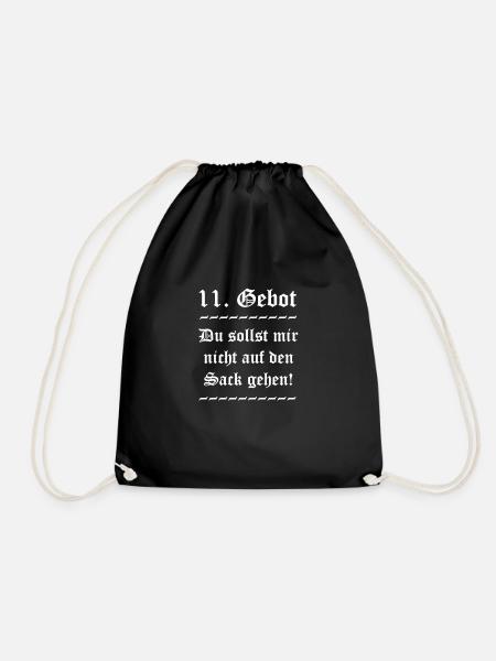 11. Gebot - Du sollst mir nicht auf den Sack gehen - Turnbeutel - Schwarz
