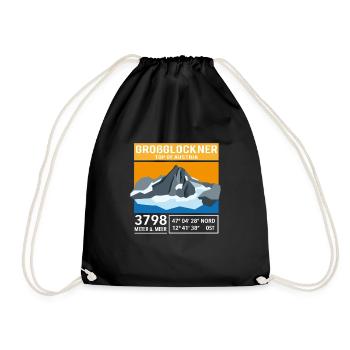 Großglockner 3798m Low Poly Berg Gipfel Österreich - Turnbeutel - Schwarz - Vorne