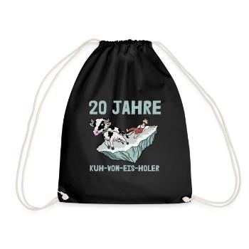 20 Jahre Firmenjubiläum Dienstjubiläum Kuh Vom Eis - Turnbeutel - Schwarz - Vorne