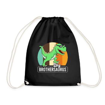 Big Brothersaurus Retro Dinosaur Brother Dino - Drawstring Bag - black - Front