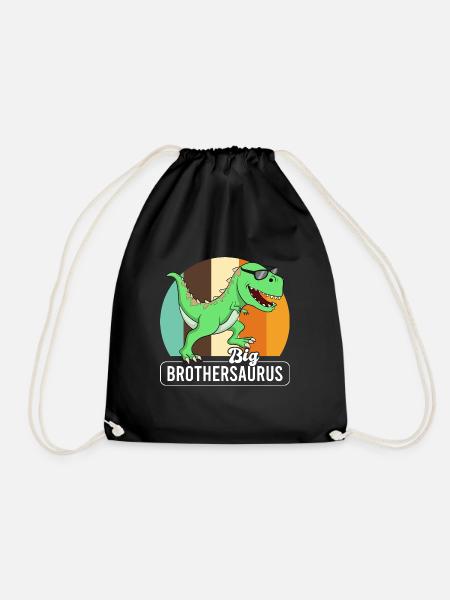 Big Brothersaurus Retro Dinosaur Brother Dino - Turnbeutel - Schwarz