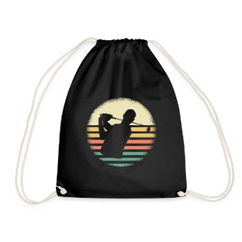 Golf Golfer Retro Sunset Design - Drawstring Bag - black - Front
