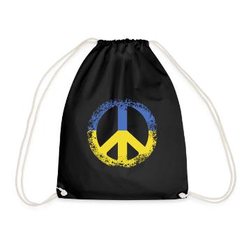 Peace sign Ukraine Stand for Ukraine Geschenk - Turnbeutel - Schwarz - Vorne