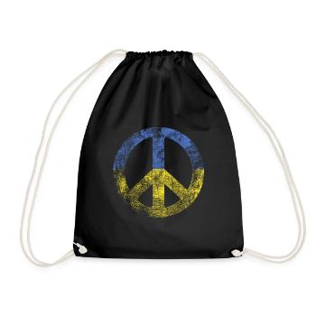 Peace sign Ukraine Stand for Ukraine Geschenk - Turnbeutel - Schwarz - Vorne