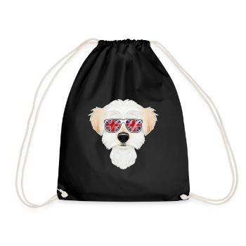 Maltese UK Sunglasses I English Flag I Union Jack - Drawstring Bag - black - Front