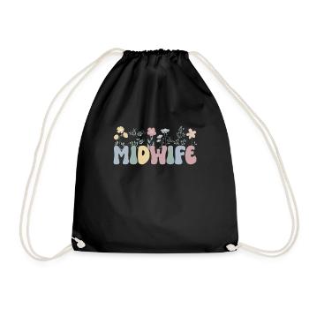 Midwife gift Obstetrician Midwife - Drawstring Bag - black - Front